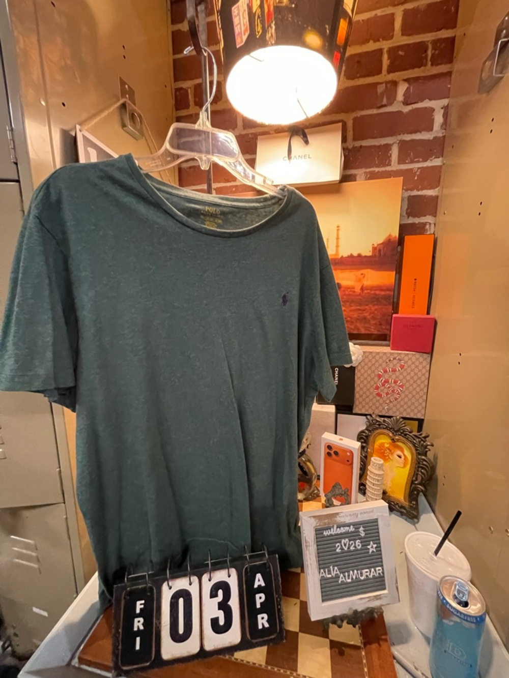 Vtg hunter green polo t shirt
